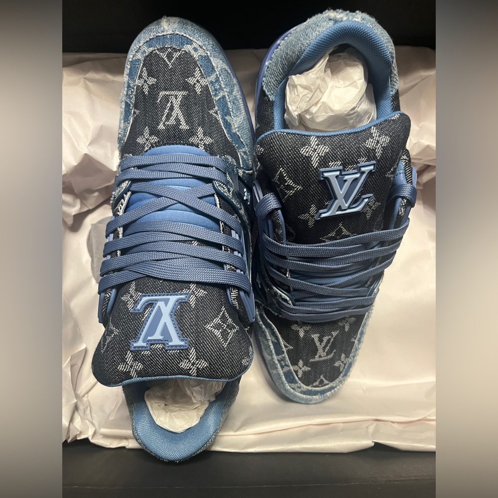 Louis Vuitton Blue Denim Monogram Sneakers - Men (10.5 U.S.)